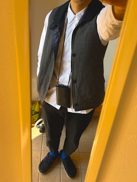 「COMME des GARCONS HOMME DEUX（コムデギャルソンオムドゥ）のアイテム（スラックス）」を使った、garconsdesdaikiさん（メンズ・173cm）の秋コーディネート
