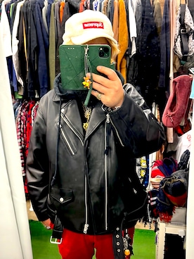 「BEAMS（ビームス）のアイテム（ライダースジャケット）」を使った、( ^ω^ )Hiko743さん（メンズ・172cm）の冬コーディネート