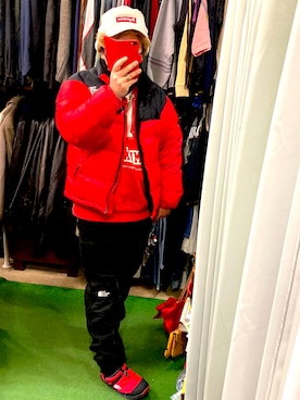 「アイテム（ダウンジャケット/コート、レッド系）」を使った、( ^ω^ )Hiko743さん（メンズ・172cm）の冬コーディネート