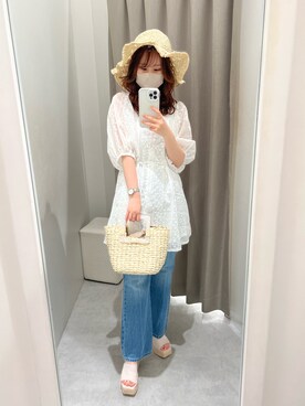 「one after another NICE CLAUP（ワンアフターアナザーナイスクラップ）のアイテム（帽子）」を使った、alice1129さん（レディース・154cm）の夏コーディネート