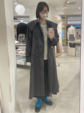 「one after another NICE CLAUP（ワンアフターアナザーナイスクラップ）のアイテム（チェスターコート）」を使った、miguさん（レディース・164cm）の冬コーディネート
