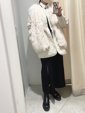 「one after another NICE CLAUP（ワンアフターアナザーナイスクラップ）のアイテム（ノーカラーコート）」を使った、miguさん（レディース・164cm）の秋コーディネート