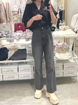 「one after another NICE CLAUP（ワンアフターアナザーナイスクラップ）のアイテム（その他シューズ）」を使った、miguさん（レディース・164cm）の夏コーディネート
