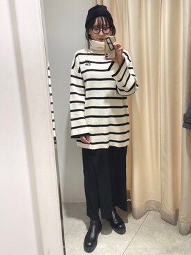 「one after another NICE CLAUP（ワンアフターアナザーナイスクラップ）のアイテム（ニットキャップ/ビーニー）」を使った、miguさん（レディース・164cm）の冬コーディネート