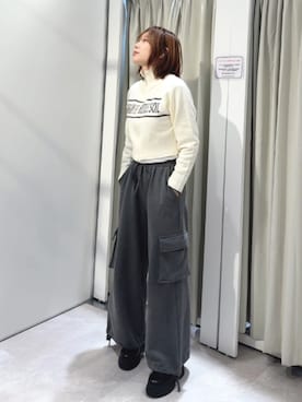 「one after another NICE CLAUP（ワンアフターアナザーナイスクラップ）のアイテム（スウェットパンツ）」を使った、miguさん（レディース・164cm）の冬コーディネート