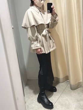 「ケープコート」｜「アイテム（トレンチコート）」を使った、miguさん（レディース・164cm）の冬コーディネート