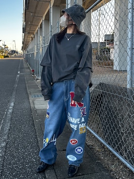 「Jungle Storm（ジャングルストーム）のアイテム（パンツ）」を使った、Juriさん（レディース・155cm）の冬コーディネート