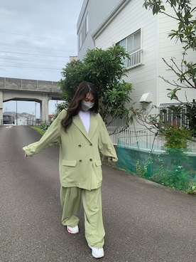 「SUGGESTION（サジェッション）のアイテム（セットアップ）」を使った、Juriさん（レディース・154cm）の夏コーディネート