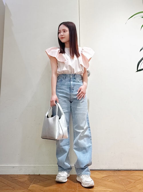 人気インスタグラマー midopei× meeny minyコラボデニム meeny miny ジーンズ デニム デニムパンツ 「meeny miny