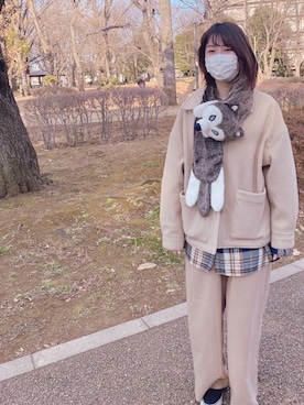 「動物モチーフ」｜「アイテム（その他アウター）」を使った、もちさん（レディース・160cm）の春コーディネート