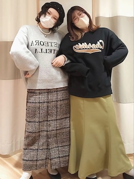 「ロゴニット」｜「アイテム（その他）」を使った、さちゃんさん（レディース・157cm）の冬コーディネート