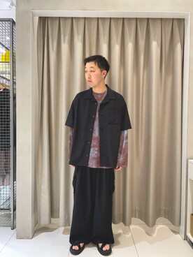 「SENSE OF PLACE by URBAN RESEARCH（センスオブプレイスバイアーバンリサーチ）のマーブルシアールーズロングTシャツ（Tシャツ/カットソー、ブラウン系）」を使った、yu-goさん（メンズ・171cm）の夏コーディネート