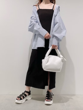 「one after another NICE CLAUP（ワンアフターアナザーナイスクラップ）のスニーカー底グルカサンダル（サンダル）」を使った、aya_shapoさん（レディース・155cm）の夏コーディネート