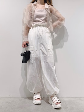 「one after another NICE CLAUP（ワンアフターアナザーナイスクラップ）のスニーカー底グルカサンダル（サンダル）」を使った、aya_shapoさん（レディース・155cm）の夏コーディネート