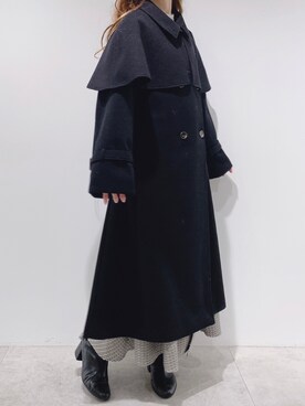 「マイベストコーデ2022」｜「アイテム（ステンカラーコート）」を使った、aya_shapoさん（レディース・155cm）の冬コーディネート