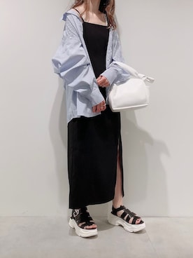 「one after another NICE CLAUP（ワンアフターアナザーナイスクラップ）のスニーカー底グルカサンダル（サンダル）」を使った、aya_shapoさん（レディース・155cm）の夏コーディネート