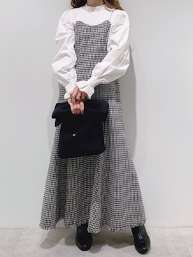 「アイテム（ドレス、ホワイト系）」を使った、aya_shapoさん（レディース・155cm）の冬コーディネート