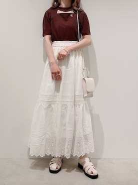 「スカラップ」｜「アイテム（サンダル）」を使った、aya_shapoさん（レディース・155cm）の夏コーディネート