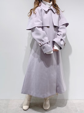 「ケープコート」｜「アイテム（ステンカラーコート）」を使った、aya_shapoさん（レディース・155cm）の秋コーディネート