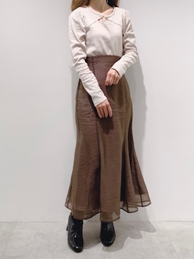 「オーガンジー」｜「アイテム（ブーツ）」を使った、aya_shapoさん（レディース・155cm）の秋コーディネート