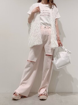 「one after another NICE CLAUP（ワンアフターアナザーナイスクラップ）のスニーカー底グルカサンダル（サンダル）」を使った、aya_shapoさん（レディース・155cm）の夏コーディネート