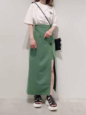 「one after another NICE CLAUP（ワンアフターアナザーナイスクラップ）のスニーカー底グルカサンダル（サンダル）」を使った、aya_shapoさん（レディース・155cm）の夏コーディネート