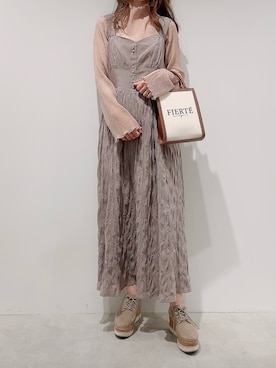 「one after another NICE CLAUP（ワンアフターアナザーナイスクラップ）のアイテム（ジャンパースカート）」を使った、aya_shapoさん（レディース・155cm）の春コーディネート