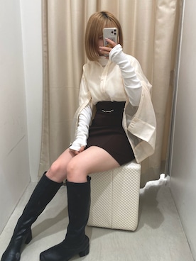 「ハイネックトップス」｜まえりなさん（レディース・151cm）の秋コーディネート