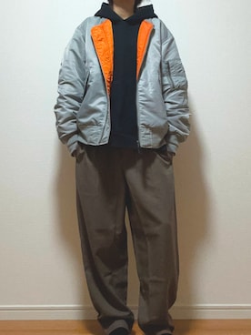 「GU（ジーユー）のアイテム（MA-1）」を使った、Reiさん（メンズ・163cm）の春コーディネート