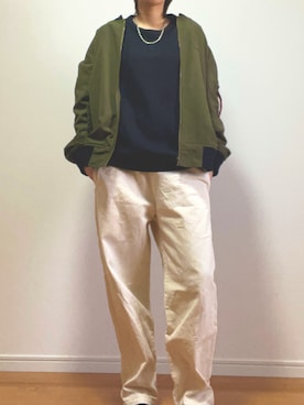 「NYLAUS（ナイラス）のアイテム（ジャケット/アウター）」を使った、Reiさん（レディース・163cm）の春コーディネート