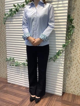 「アイテム（ビジネスシャツ）」を使った、BRICK HOUSE by Tokyo Shirts 北島フジグラン店さん（レディース・158cm）の冬コーディネート