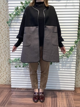 「大人かわいい」｜「アイテム（ノーカラージャケット）」を使った、BRICK HOUSE by Tokyo Shirts 北島フジグラン店さん（レディース・158cm）の秋コーディネート