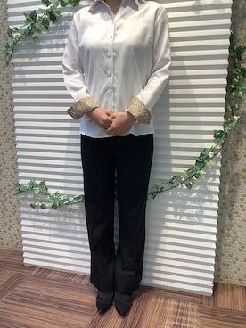 「アイテム（ビジネスシャツ）」を使った、BRICK HOUSE by Tokyo Shirts 北島フジグラン店さん（レディース・158cm）の冬コーディネート