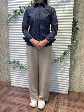「アイテム（ビジネスシャツ）」を使った、BRICK HOUSE by Tokyo Shirts 北島フジグラン店さん（レディース・160cm）の秋コーディネート