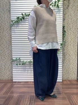 「Pitta Re:)（ピッタリ）のアイテム（シャツ/ブラウス）」を使った、BRICK HOUSE by Tokyo Shirts 北島フジグラン店さん（レディース・160cm）の冬コーディネート