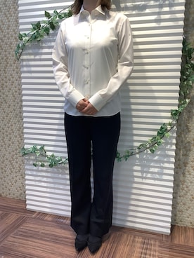 「アイテム（ビジネスシャツ）」を使った、BRICK HOUSE by Tokyo Shirts 北島フジグラン店さん（レディース・158cm）の冬コーディネート