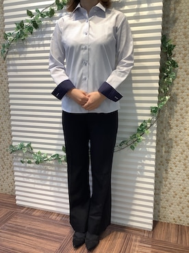 「アイテム（ビジネスシャツ）」を使った、BRICK HOUSE by Tokyo Shirts 北島フジグラン店さん（レディース・158cm）の冬コーディネート