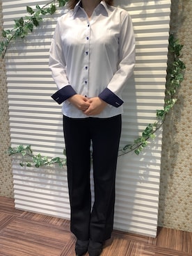 「アイテム（ビジネスシャツ）」を使った、BRICK HOUSE by Tokyo Shirts 北島フジグラン店さん（レディース・160cm）の冬コーディネート