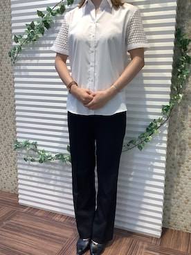 「アイテム（ビジネスシャツ）」を使った、BRICK HOUSE by Tokyo Shirts 北島フジグラン店さん（レディース・158cm）の夏コーディネート