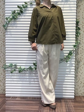 「アイテム（チュニック、グリーン系）」を使った、BRICK HOUSE by Tokyo Shirts 北島フジグラン店さん（レディース・158cm）の夏コーディネート
