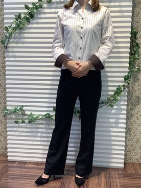 「アイテム（ビジネスシャツ）」を使った、BRICK HOUSE by Tokyo Shirts 北島フジグラン店さん（レディース・158cm）の秋コーディネート