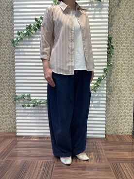 「Pitta Re:)（ピッタリ）のアイテム（シャツ/ブラウス）」を使った、BRICK HOUSE by Tokyo Shirts 北島フジグラン店さん（レディース・160cm）の夏コーディネート