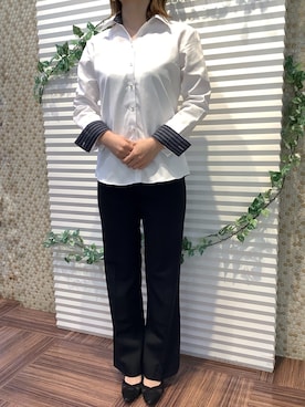 「アイテム（ビジネスシャツ）」を使った、BRICK HOUSE by Tokyo Shirts 北島フジグラン店さん（レディース・158cm）の春コーディネート