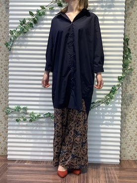 「BRICK HOUSE by TOKYO SHIRT」｜「アイテム（シャツワンピース）」を使った、BRICK HOUSE by Tokyo Shirts 北島フジグラン店さん（レディース・158cm）の秋コーディネート