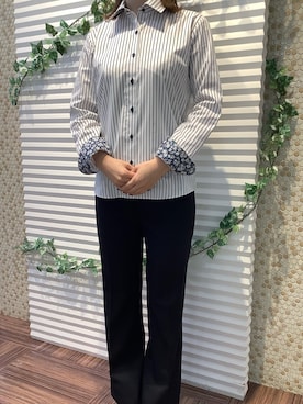 「アイテム（ビジネスシャツ）」を使った、BRICK HOUSE by Tokyo Shirts 北島フジグラン店さん（レディース・158cm）の春コーディネート