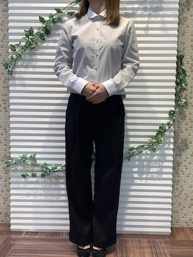 「アイテム（ビジネスシャツ、ベージュ系）」を使った、BRICK HOUSE by Tokyo Shirts 北島フジグラン店さん（レディース・158cm）の秋コーディネート