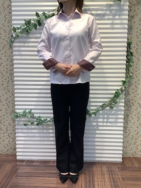 「アイテム（ビジネスシャツ）」を使った、BRICK HOUSE by Tokyo Shirts 北島フジグラン店さん（レディース・158cm）の冬コーディネート