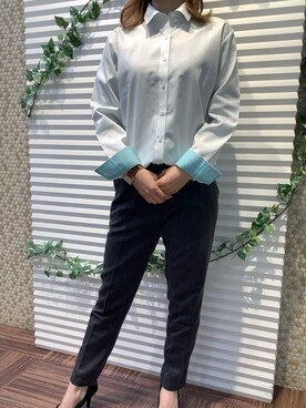 「アイテム（ビジネスシャツ）」を使った、BRICK HOUSE by Tokyo Shirts 北島フジグラン店さん（レディース・158cm）の春コーディネート