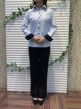 「アイテム（ビジネスシャツ）」を使った、BRICK HOUSE by Tokyo Shirts 北島フジグラン店さん（レディース・158cm）の冬コーディネート