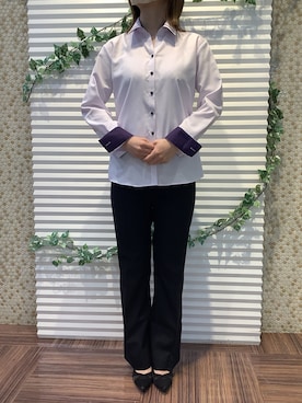 「アイテム（ビジネスシャツ）」を使った、BRICK HOUSE by Tokyo Shirts 北島フジグラン店さん（レディース・158cm）の冬コーディネート